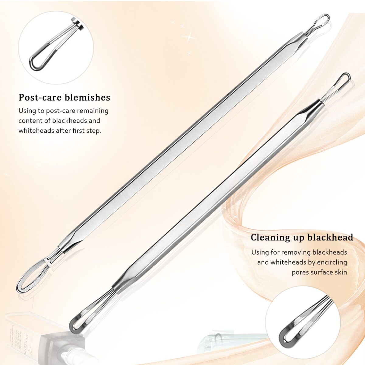 BESTOPE Blackhead Remover Pimple Popper Tool Kit Acne Comedone Zit Blackhead Extractor Tool for Nose Face, Stainless Steel with Metal Case