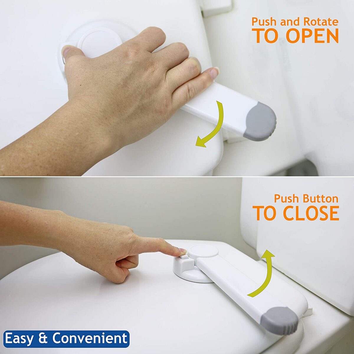 Baby Toilet Lock (2 Pack) Ideal Baby Proof Toilet Lid Lock with Arm, Top Safety Toilet Seat Lock White