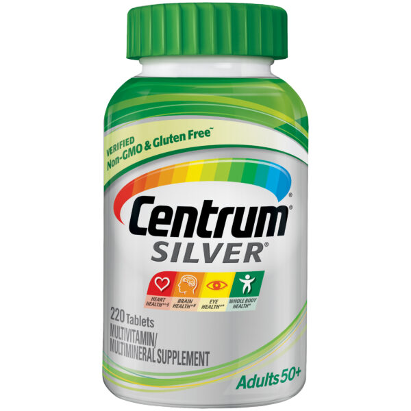 Centrum Silver Multivitamin for Adults 50 Plus, Multivitamin/Multimineral Supplement with Vitamin D3, B Vitamins, Calcium and Antioxidants - 220 Count