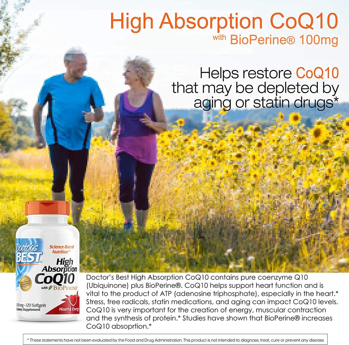 Doctor's Best High Absorption CoQ10 with BioPerine, 100 mg 120 Softgels