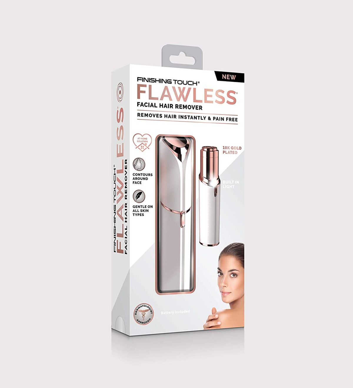 Finishing Touch Flawless Women's Painless Hair Remover, White Rose Gold