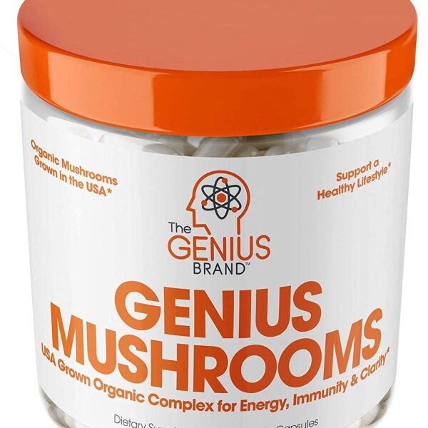 Genius Mushroom Lions Mane, Immune System Booster & Nootropic Brain Supplement, 90 Veggie Capsules