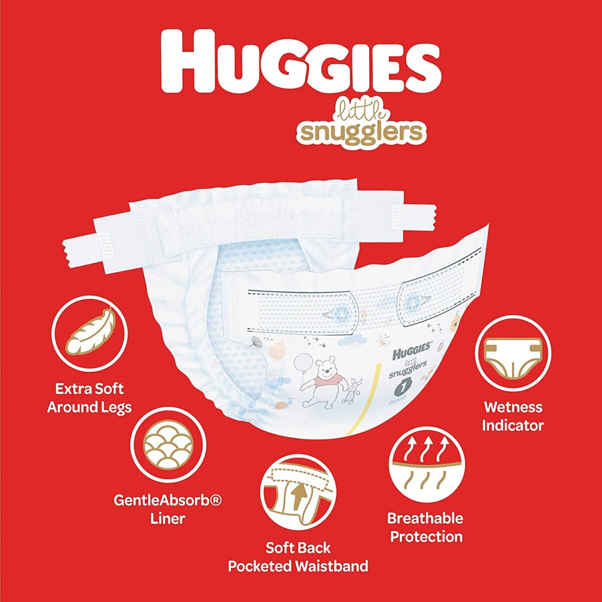 Huggies Little Snugglers Baby Diapers Size 1, 198 Count, up to 14 Ib