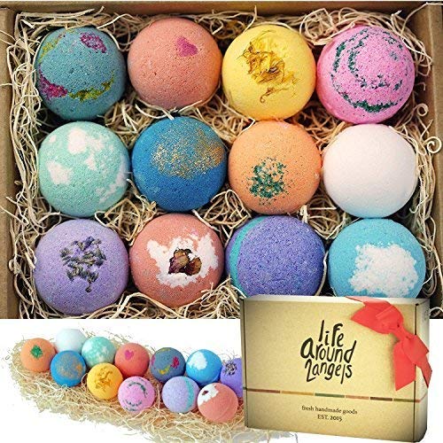 LifeAround2Angels Bath Bombs Gift Set 12 USA made Fizzies, Shea & Coco Butter Dry Skin Moisturize, Perfect for Bubble & Spa Bath. Handmade Birthday Mothers day Gifts idea 4