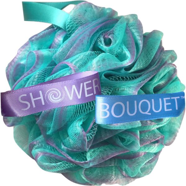 Loofah Bath-Sponge Swirl-Set-XL-75g by Shower Bouquet Extra-Large Mesh Pouf (4 Pack Color Swirls) Luffa Loofa Loufa Puff Scrubber