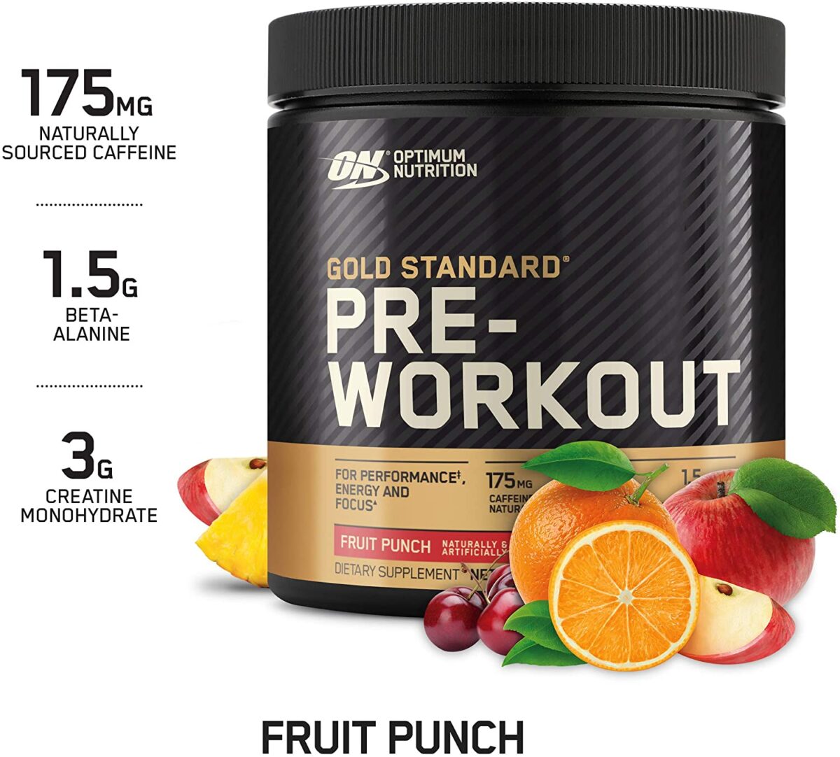 Optimum Nutrition Gold Standard Pre-Workout, Vitamin D for Immune Support, with Creatine, Beta-Alanine, and Caffeine for Energy, Keto Friendly, Fruit Punch, 30 Servings