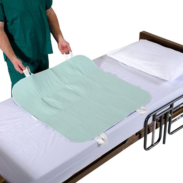 Patient Aid 34 x 36 Positioning Bed Pad with Handles, Incontinence Mattress Bedding Protector Liner Underpad, Waterproof
