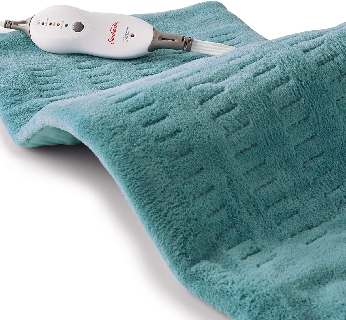Sunbeam Heating Pad for Pain Relief, XL King Size SoftTouch, 4 Heat Settings with Auto-Off, Teal, 12-Inch x 24-Inch