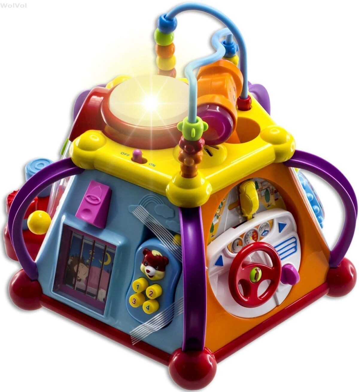 WolVolk Educational Kids Toddler Baby Toy Musical Activity Cube Play Center with Lights, Lots of Functions and Skills for Learning and Development