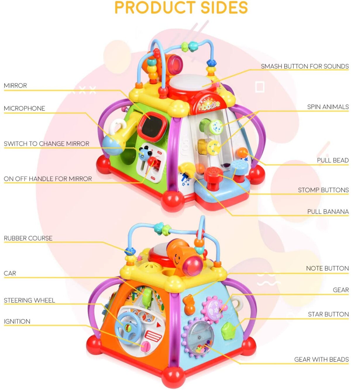 WolVolk Educational Kids Toddler Baby Toy Musical Activity Cube Play Center with Lights, Lots of Functions and Skills for Learning and Development