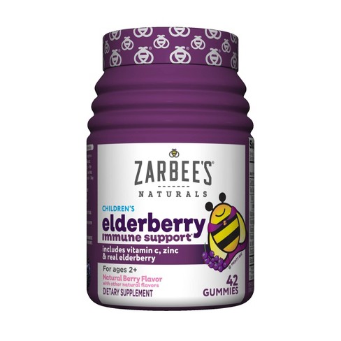 Zarbee's Naturals Children's Elderberry Immune Support* with Vitamin C & Zinc, Natural Berry Flavor, 42 Gummies